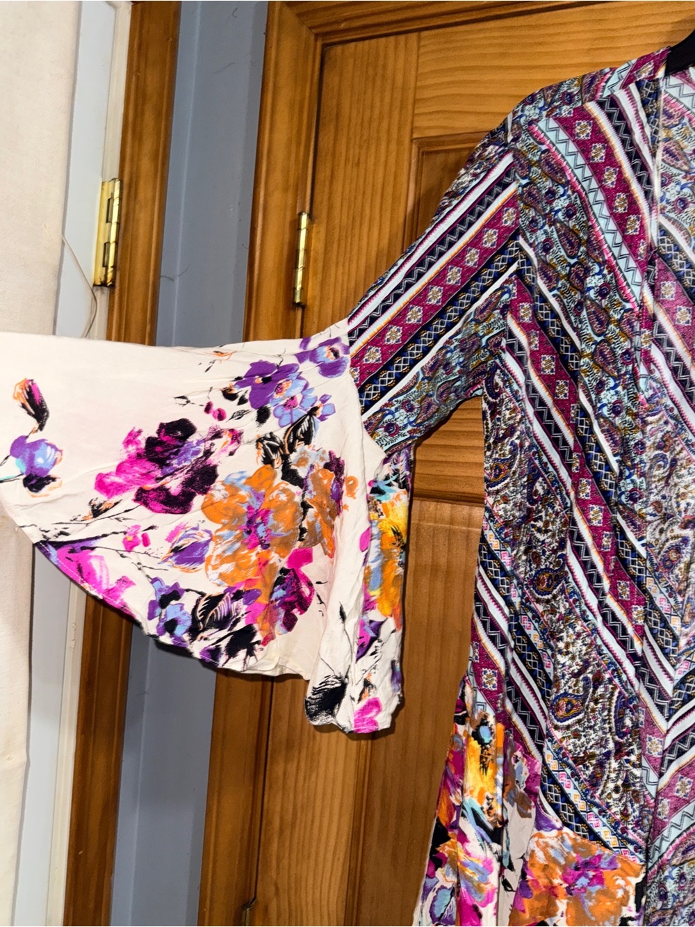 NWT Umgee “Full of Blooms” Kimono-Purple & Cream w/Multicolor Floral Accents-M - Picture 7 of 14